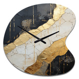 Black Gold Adorned Poteries V - Asymmetric Metal Wall Clock