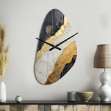 Black Gold Adorned Poteries V - Asymmetric Metal Wall Clock