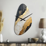 Black Gold Adorned Poteries V - Asymmetric Metal Wall Clock