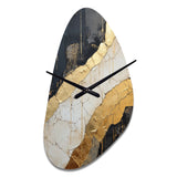 Black Gold Adorned Poteries V - Asymmetric Metal Wall Clock