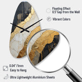Black Gold Adorned Poteries V - Asymmetric Metal Wall Clock