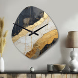 Black Gold Adorned Poteries V - Asymmetric Metal Wall Clock