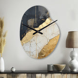 Black Gold Adorned Poteries V - Asymmetric Metal Wall Clock