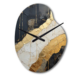 Black Gold Adorned Poteries V - Asymmetric Metal Wall Clock
