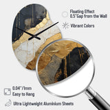 Black Gold Adorned Poteries V - Asymmetric Metal Wall Clock
