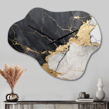 Black Gold Adorned Poteries III - Asymmetric Metal Wall Clock