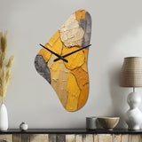 Minimalism Yellow Botanical Ceramics - Asymmetric Metal Wall Clock