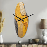 Minimalism Yellow Botanical Ceramics - Asymmetric Metal Wall Clock
