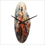 Butterfly And Woman Dance I - Asymmetric Metal Wall Clock