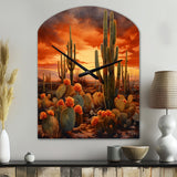 Copper Cactus In Nevada - Asymmetric Metal Wall Clock