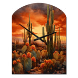 Copper Cactus In Nevada - Asymmetric Metal Wall Clock