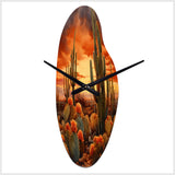 Copper Cactus In Nevada - Asymmetric Metal Wall Clock