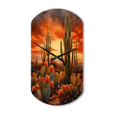 Copper Cactus In Nevada - Asymmetric Metal Wall Clock