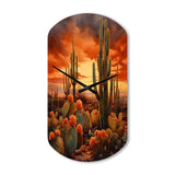 Copper Cactus In Nevada - Asymmetric Metal Wall Clock
