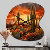 Copper Cactus In Nevada - Asymmetric Metal Wall Clock