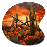 Copper Cactus In Nevada - Asymmetric Metal Wall Clock