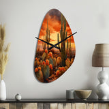 Copper Cactus In Nevada - Asymmetric Metal Wall Clock