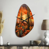 Copper Cactus In Nevada - Asymmetric Metal Wall Clock