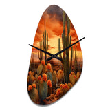 Copper Cactus In Nevada - Asymmetric Metal Wall Clock