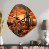 Copper Cactus In Nevada - Asymmetric Metal Wall Clock