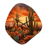Copper Cactus In Nevada - Asymmetric Metal Wall Clock
