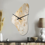 Fizzs Beige And Gold Fantasy - Asymmetric Metal Wall Clock