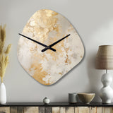 Fizzs Beige And Gold Fantasy - Asymmetric Metal Wall Clock