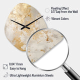 Fizzs Beige And Gold Fantasy - Asymmetric Metal Wall Clock