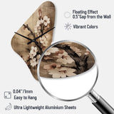 Cherry Blossoms Brown Dark Solitude I - Asymmetric Metal Wall Clock