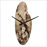 Cherry Blossoms Brown Dark Solitude I - Asymmetric Metal Wall Clock