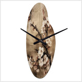 Cherry Blossoms Brown Dark Solitude I - Asymmetric Metal Wall Clock