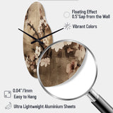 Cherry Blossoms Brown Dark Solitude I - Asymmetric Metal Wall Clock