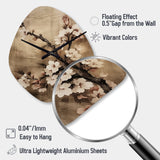 Cherry Blossoms Brown Dark Solitude I - Asymmetric Metal Wall Clock