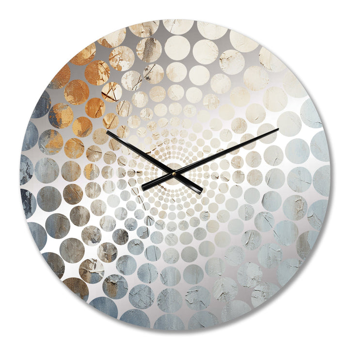 Blue And Beige Spatula Path To The Ink - Abstract Metal Wall Clock