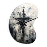 Minimalism Black And White Religious Cross - Asymmetric Metal Wall Clock