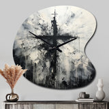 Minimalism Black And White Religious Cross - Asymmetric Metal Wall Clock