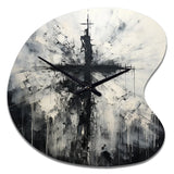 Minimalism Black And White Religious Cross - Asymmetric Metal Wall Clock