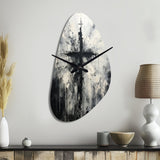 Minimalism Black And White Religious Cross - Asymmetric Metal Wall Clock