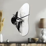 Minimalism Black And White Religious Cross I - Asymmetric Metal Wall Clock