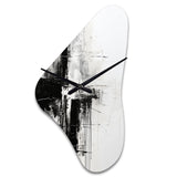 Minimalism Black And White Religious Cross I - Asymmetric Metal Wall Clock