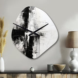Minimalism Black And White Religious Cross I - Asymmetric Metal Wall Clock