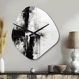 Minimalism Black And White Religious Cross I - Asymmetric Metal Wall Clock