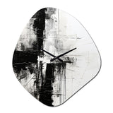 Minimalism Black And White Religious Cross I - Asymmetric Metal Wall Clock