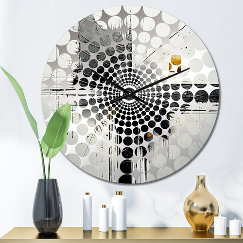 Minimalism Black And White Religious Cross IV - Spiritual Metal Wall Clock