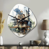 Analytic Drawing Of A City Buildings II - Asymmetric Metal Wall Clock