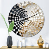 Abstract Cream And Black Liquid Paint - Coastal Metal Wall Clock