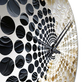 Abstract Cream And Black Liquid Paint - Coastal Metal Wall Clock