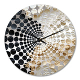 Abstract Cream And Black Liquid Paint - Coastal Metal Wall Clock