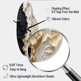 Abstract Cream And Black Liquid Paint - Asymmetric Metal Wall Clock