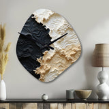 Abstract Cream And Black Liquid Paint - Asymmetric Metal Wall Clock